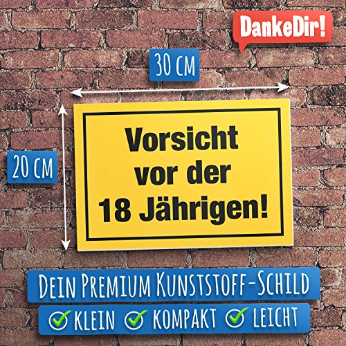 DankeDir!. Vorsicht Antes de 18 años, plástico Cartel – 18 Cumpleaños Regalo Mujeres, Regalo Idea Regalo de cumpleaños Ocho décimo, cumpleaños Fiesta/Fiesta/Accesorios/Tarjeta de cumpleaños