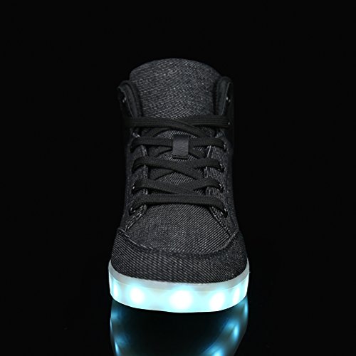 Dannto led Zapatillas Luces Niños Deportivos Shoes Recargables Luz Zapatos Flashing High Top Zapatillas con USB(Negro,34)