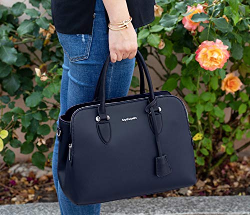 David Jones - Bolso de Mano Bugatti Mujer - Señora Tote Bag Cuero Genuino PU - Bolso de Hombro Bandolera Múltiples Bolsillos Cremallera - Shopper Asas Piel Trabajo Diario Elegante Moda - Azul Oscuro