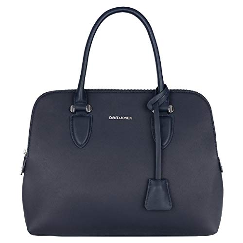 David Jones - Bolso de Mano Bugatti Mujer - Señora Tote Bag Cuero Genuino PU - Bolso de Hombro Bandolera Múltiples Bolsillos Cremallera - Shopper Asas Piel Trabajo Diario Elegante Moda - Azul Oscuro