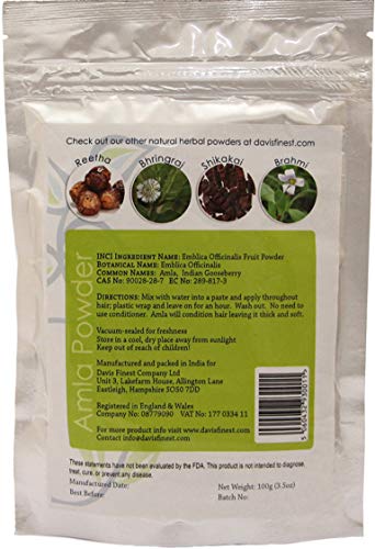 Davis Finest Amla Powder, Hair Growth, Strengthening, Thickening, Volumising, Anti Frizz, Shine Brightening, Deep Conditioning Hair Mask - Deep Cleansing Facial Mask 100g