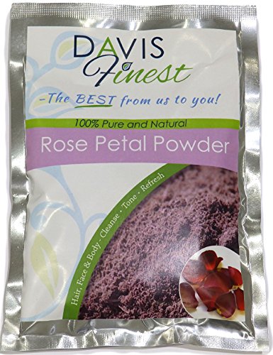 Davis Finest Polvo de pétalos de rosa para cabello y piel, minimizador de poros, aligeramiento de la piel, aclarado, endurecedor, hidratante, antienvejecimiento, máscara facial vegana con manchas 100g