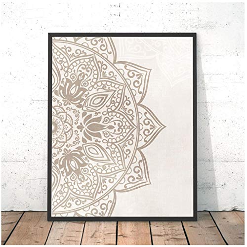 Dayanzai Mandala - Lienzo decorativo para pared, colores neutros, pósteres de yoga e impresiones de Zen para sala de estar, decoración del hogar, 50 x 70 cm x 2 piezas, sin marco