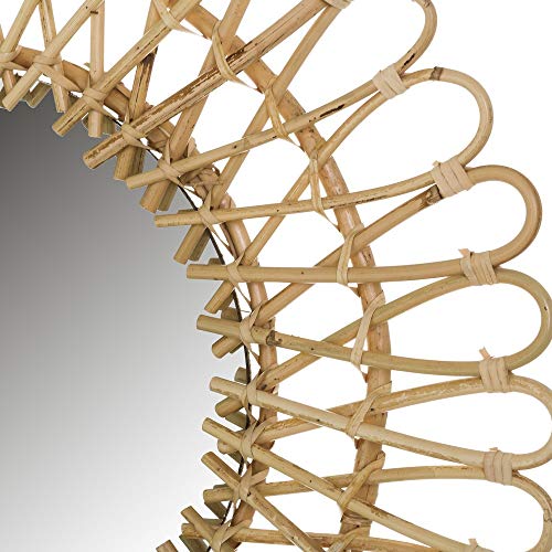 D,casa - Espejo Rattan Redondo Moderno para salón de 55 cm