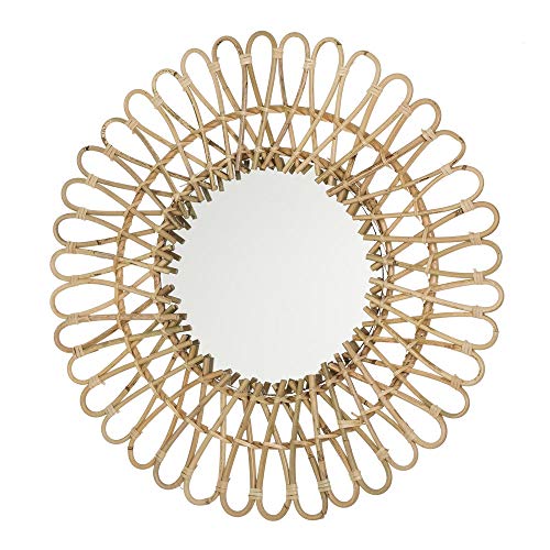 D,casa - Espejo Rattan Redondo Moderno para salón de 55 cm