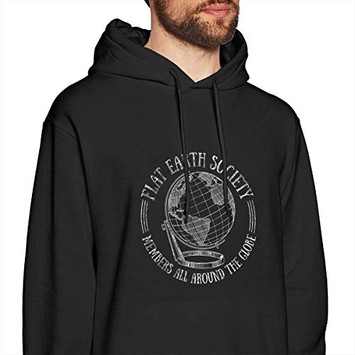 DDECD Sudadera con Capucha, Louishollings Men's Print Pullover Hoodie Fun Flat Earth Black Hooded Sweatshirt