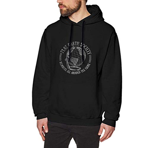 DDECD Sudadera con Capucha, Louishollings Men's Print Pullover Hoodie Fun Flat Earth Black Hooded Sweatshirt
