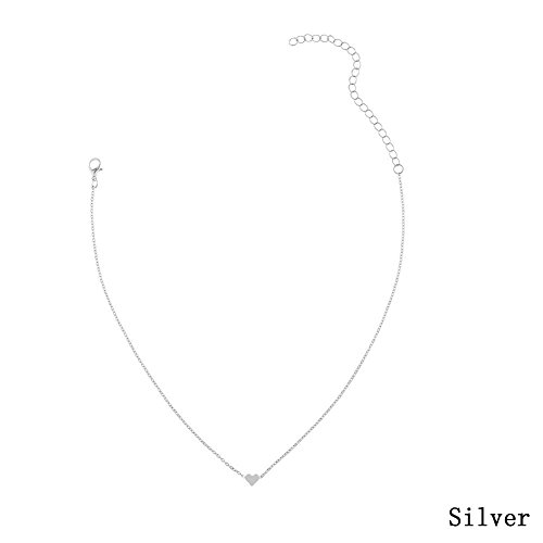 DDLBiZ Calistouk Amor corazón Choker Gargantilla Plata Chapado en Oro Cadena de Collar Encantador Regalo de la joyería, Metal, Plateado, 1pc.