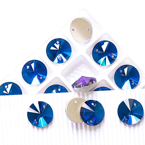 DDTT 3200 Rivoli Coser en Strass Crystal Stones Gem Glass Rhinestones Flatback Stones para joyería DIY Vestido de Novia, Fucsia, 8 mm 56 Piezas
