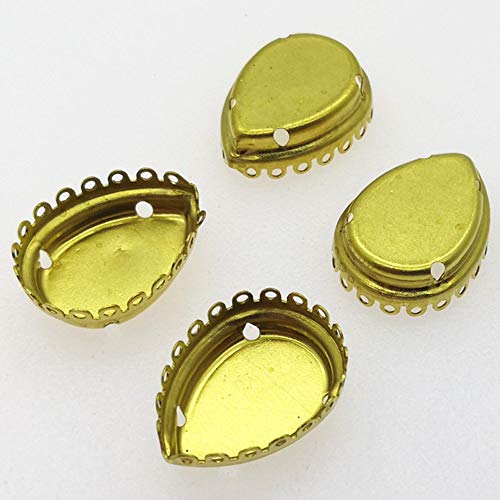 DDTT Silver Color Claw Setting Closed Back For Droplet Pear Shape Fancy Stone 4 Holes 8x13,10x14,13x18,18x25,20x30,30x40mm,Lace Claw Brass,20x30mm 100pcs