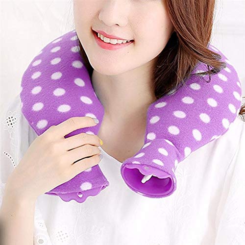 DEALBUHK En Forma de U paño Grueso y Suave de la Cubierta de la Botella de Agua Caliente y una Botella de PVC Agua Caliente Conjunto 1400ml