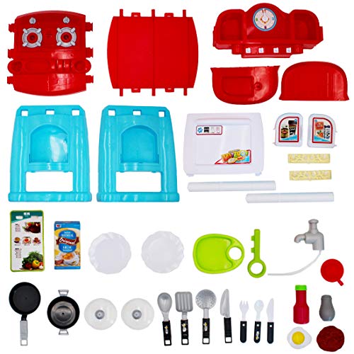 deAO Cocinita Mi Pequeño Chef con Características de Sonidos y Agua Incluye Accesosrios de Cocina (Rojo)