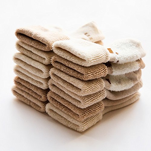 DEBAIJIA 3 Pares de Calcetines Bebé Algodón organico Grueso Calcetines Térmicos Largo Recién Nacidos 0-6 Meses Invierno Para Niños Niñas Cartas