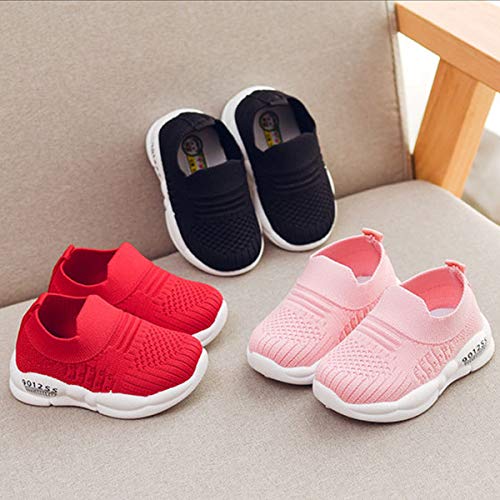 DEBAIJIA Zapatos para Niños 3-18M Bebé Caminan Zapatillas Deporte sin Cordones Transpirables Malla Ligera Antideslizante TPR-Materiale(Rojo-17)