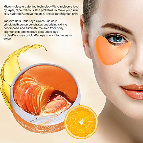 Debajo de la máscara para ojos, almohadillas para ojos, película antienvejecimiento, máscara para colágeno con vitamina C, ojeras,líneas finas, bolsas para los ojos, hinchazón (60 pares)