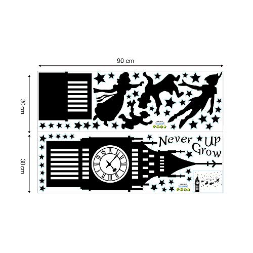 decalmile Pegatinas de Pared Peter Pan Big Ben Estrellas Vinilos Decorativos Niños Letras Adhesivos Pared Habitación Infantil Bebe Dormitorios