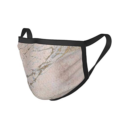 Decams - Máscara de tela con bufanda elástica para oídos, color rosa perlado y oro rosa en polvo, cepillo de mármol, lavable, transpirable, protector para la boca y la nariz