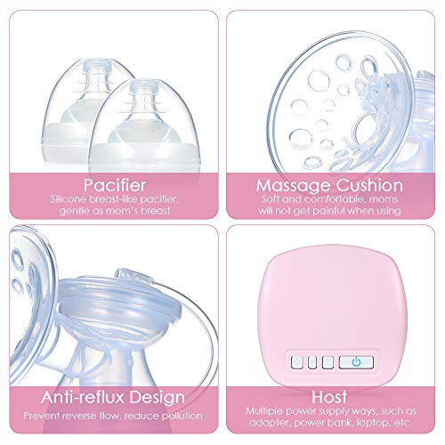 Decdeal Sacaleches Eléctrico Recargable Doble Portátil con Masaje y Succión 2 Modos 9 Niveles Extractor de Leche Silencioso Ajustable Seguro para Viajes de Oficina en Casa