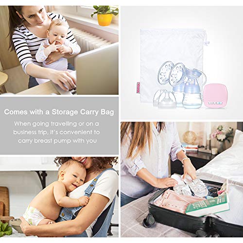 Decdeal Sacaleches Eléctrico Recargable Doble Portátil con Masaje y Succión 2 Modos 9 Niveles Extractor de Leche Silencioso Ajustable Seguro para Viajes de Oficina en Casa