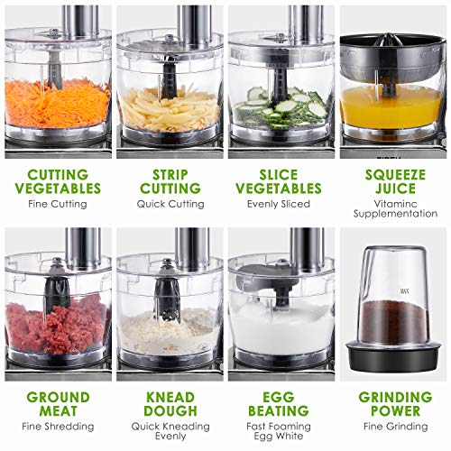 Decen 1100W Procesador de Alimentos/ Robot de Cocina con 14 Accesorios, 3 Modos de Velocidad y Funciones de Pulso, Capacidad 3.5 Litros, Negro