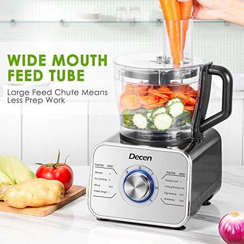 Decen 1100W Procesador de Alimentos/ Robot de Cocina con 14 Accesorios, 3 Modos de Velocidad y Funciones de Pulso, Capacidad 3.5 Litros, Negro