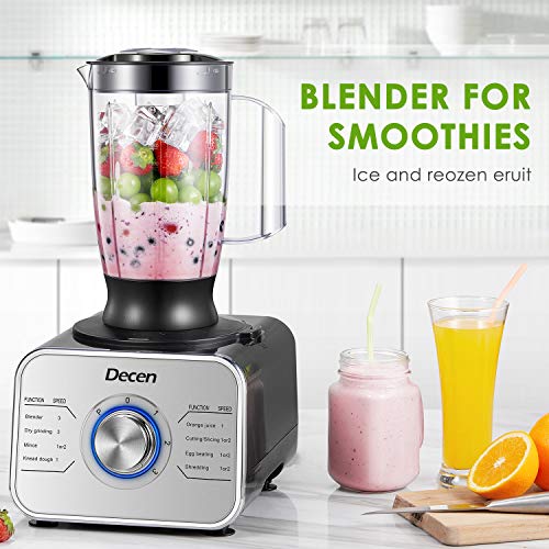 Decen 1100W Procesador de Alimentos/ Robot de Cocina con 14 Accesorios, 3 Modos de Velocidad y Funciones de Pulso, Capacidad 3.5 Litros, Negro