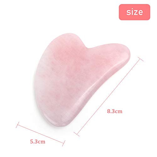 Deciniee Herramienta de Masaje Gua Sha, 100% Piedra de Jade Natural, Herramienta de Cuidado de la Piel para la Cara, Herramienta de Belleza de Cuarzo Rosa, Gua Sha Facial para Adelgazar y Reafirmar