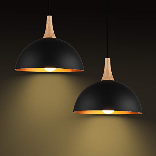 Deckey Lampara de Techo, Lampara Colgante, Lampara Industrial Vintage, 2 Unidades,1.2M Retro Metal, Moderno,Escandinavo, E27 para Dormitorio Sala Cafetería y Bar [Clase de Eficiencia Energética A+]