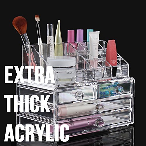 DECO EXPRESS Maquillaje Organizador de cosméticos Organizador de Maquillaje de 4 Niveles Exhibición de la vanidad Estuche Grande