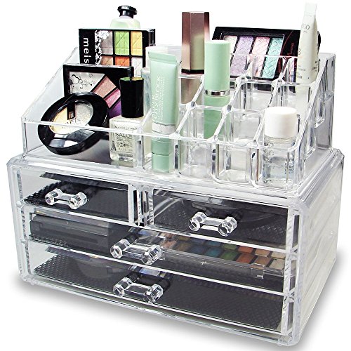 DECO EXPRESS Maquillaje Organizador de cosméticos Organizador de Maquillaje de 4 Niveles Exhibición de la vanidad Estuche Grande