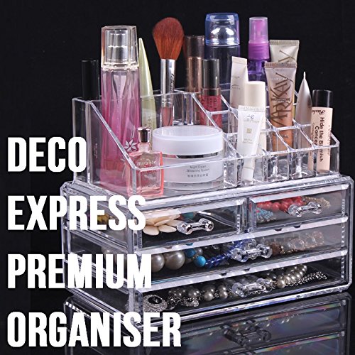 DECO EXPRESS Maquillaje Organizador de cosméticos Organizador de Maquillaje de 4 Niveles Exhibición de la vanidad Estuche Grande