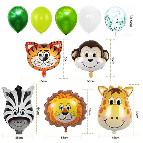 Decoracion Cumpleaños Niños, Selva Fiesta de Cumpleaños Decoracion, Globos de Cumpleaños Infantil, Guirnalda Feliz Cumpleaños, Globos Animal y Globos Verdes para Niños Cumpleaños Fiesta