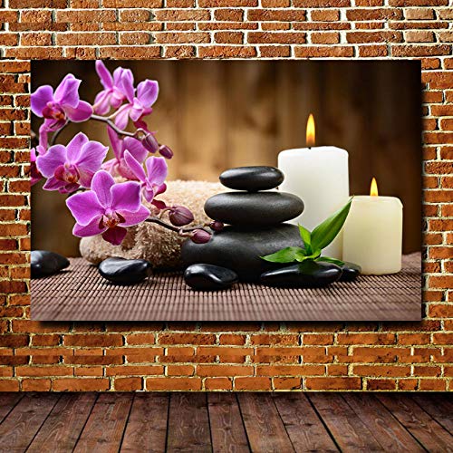 Decoración de arte de pared de gran tamaño Naturaleza muerta Candel de piedra Flores Imágenes para sala de estar Balnearios de pared Decoración para el hogar Pinturas de lienzo HD
