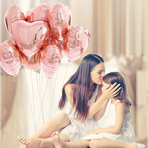 Decoración de cumpleaños en oro rosa, feliz cumpleaños Decoración guirnalda Banner de cumpleaños para fiesta con globos y globos de confeti y globos de aluminio de corazón para niñas y mujeres 18