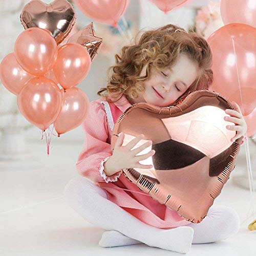 Decoración de cumpleaños en oro rosa, feliz cumpleaños Decoración guirnalda Banner de cumpleaños para fiesta con globos y globos de confeti y globos de aluminio de corazón para niñas y mujeres 18