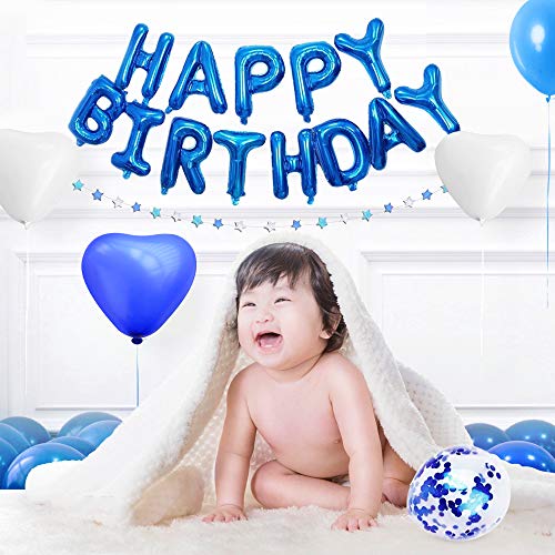 Decoración de cumpleaños para niños de 1 año. Globos de látex Rellenos de Confeti Azul decoración de cumpleaños Artículos para Fiestas