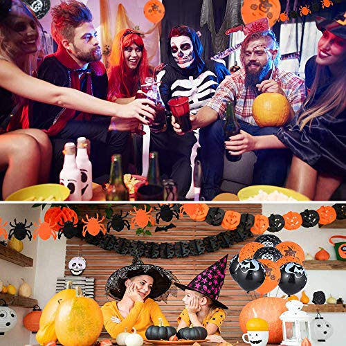 Decoración de Halloween, Bst4U Pancarta de Letras, Pancarta de Calabaza, Pancarta de ArañA, Tela Negra, TelarañA, Globo, Mago de Gato Negro, Accesorio para Fotos (42 Piezas)