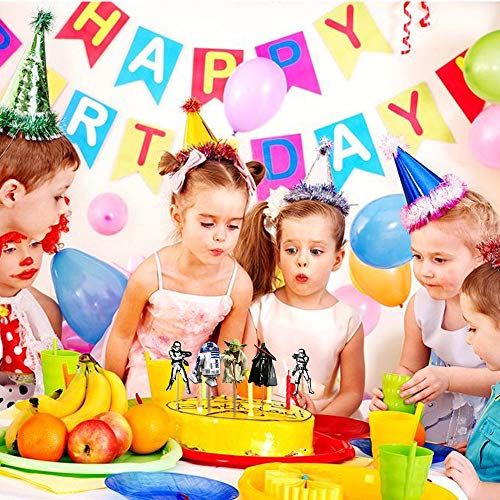 Decoración para tartas de Star Wars, 48 piezas, decoración para tartas de Star Wars, decoración de tartas para fans de Star Wars, fiesta de cumpleaños para niños