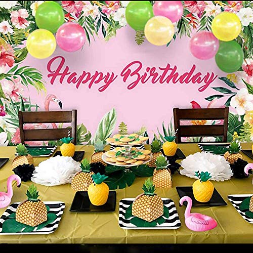 Decoración Tropical Hawaiana, Fiesta Temática de Luau en Hawaii Con Globos de Helio Flamingo Pinea, Decoración Garland Bunting Banner y Globos Látex