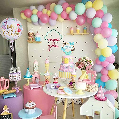 Decoraciones de fiesta de cumpleaños, globos de feliz cumpleaños Banner Elf Girl Set de fiesta de cumpleaños para niñas niños novia hija mujeres