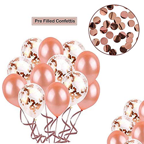 Decoraciones de Fiesta de Cumpleaños, KIPIDA Globos Oro Rosa para Cumpleaños de Niñas de 18 Años, Pancarta de Feliz Cumpleaños, Globos de Confeti Decoraciones Cumpleaños para Mujeres, Hijas, Amigas