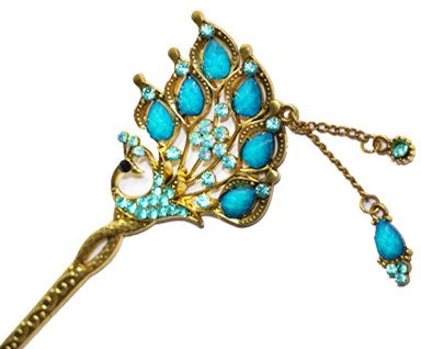 DecorMiao, Retro Rhinestone Horquillas Palillos de Pelo, Accesorios de peinado, estilo chino, mujeres para cabello largo, Pavo real