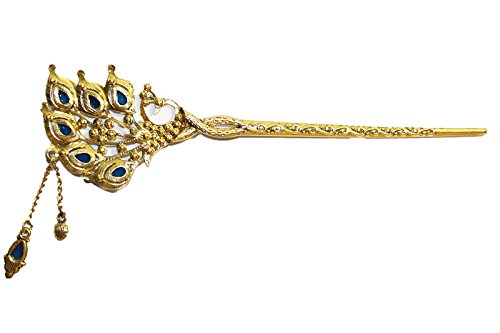 DecorMiao, Retro Rhinestone Horquillas Palillos de Pelo, Accesorios de peinado, estilo chino, mujeres para cabello largo, Pavo real