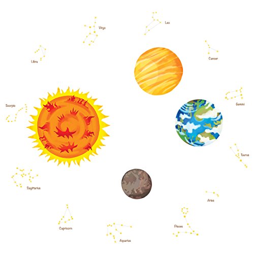 DECOWALL DA-1501 El Sistema Solar Vinilo Pegatinas Decorativas Adhesiva Pared Dormitorio Salón Guardería Habitación Infantiles Niños Bebés (Grande) (English Ver.)