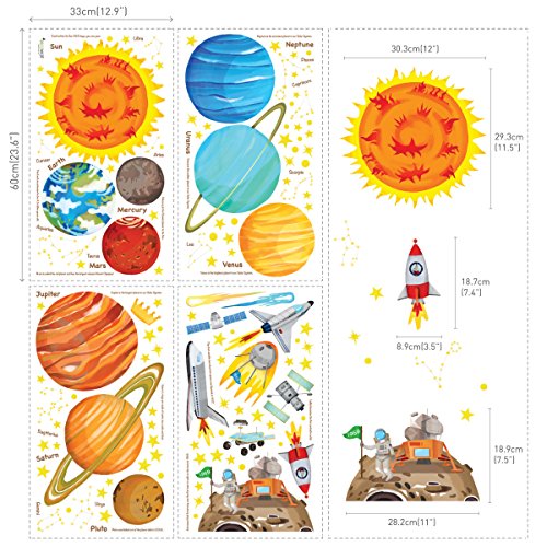 DECOWALL DA-1501 El Sistema Solar Vinilo Pegatinas Decorativas Adhesiva Pared Dormitorio Salón Guardería Habitación Infantiles Niños Bebés (Grande) (English Ver.)