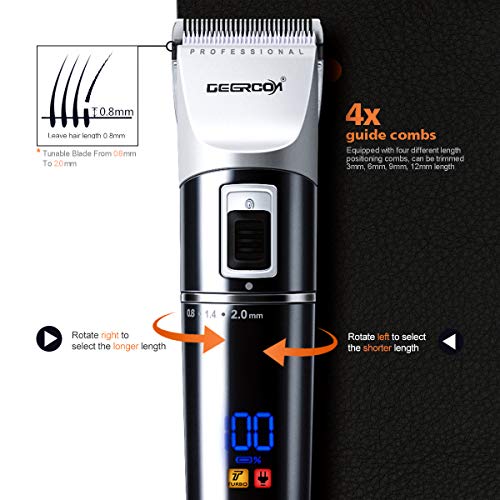 DEERCON Cortapelos Cortapelo Máquina Cortar Pelo Profesional para Hombres Recortador de barba con Batería Recargable y Pantalla LCD