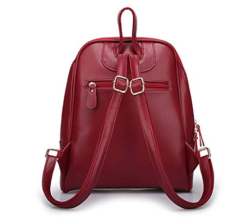 DEERWORD Mujer Bolsos mochila Bolsas escolares Bolsos bandolera Shoppers y bolsos de hombro Cuero de PU Burdeos