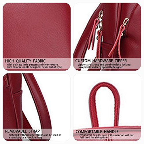 DEERWORD Mujer Bolsos mochila Bolsas escolares Bolsos bandolera Shoppers y bolsos de hombro Cuero de PU Burdeos