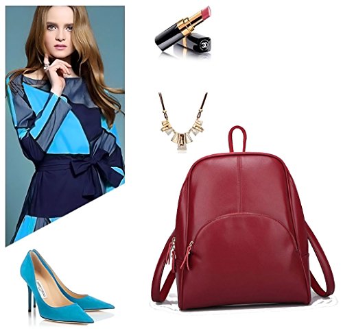 DEERWORD Mujer Bolsos mochila Bolsas escolares Bolsos bandolera Shoppers y bolsos de hombro Cuero de PU Burdeos