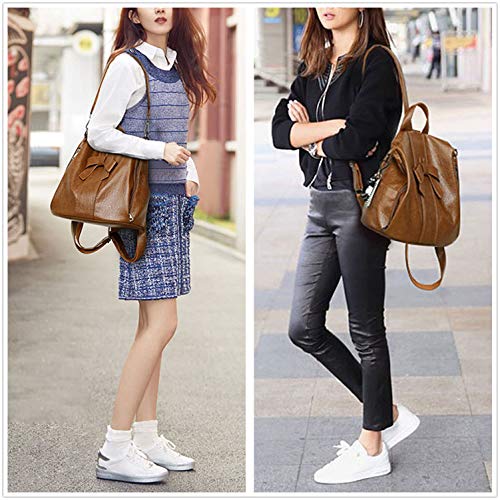 DEERWORD Mujer Bolsos Mochila Pequeña Casual Bandolera Cuero Hombro Piel de PU Marrón